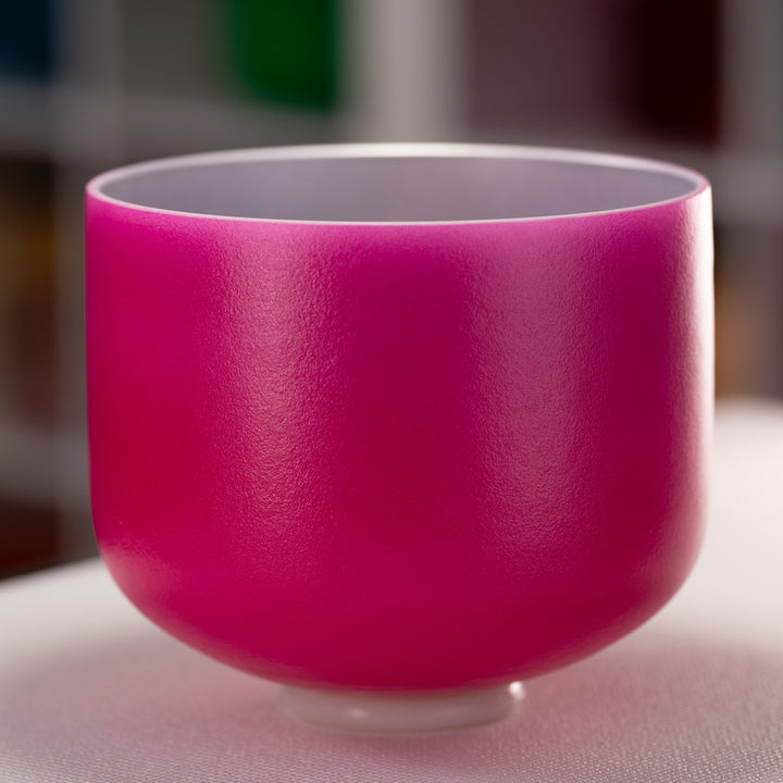 11" F+5 Dreamy Peony Frosted Crystal Singing Bowl, Silver inside