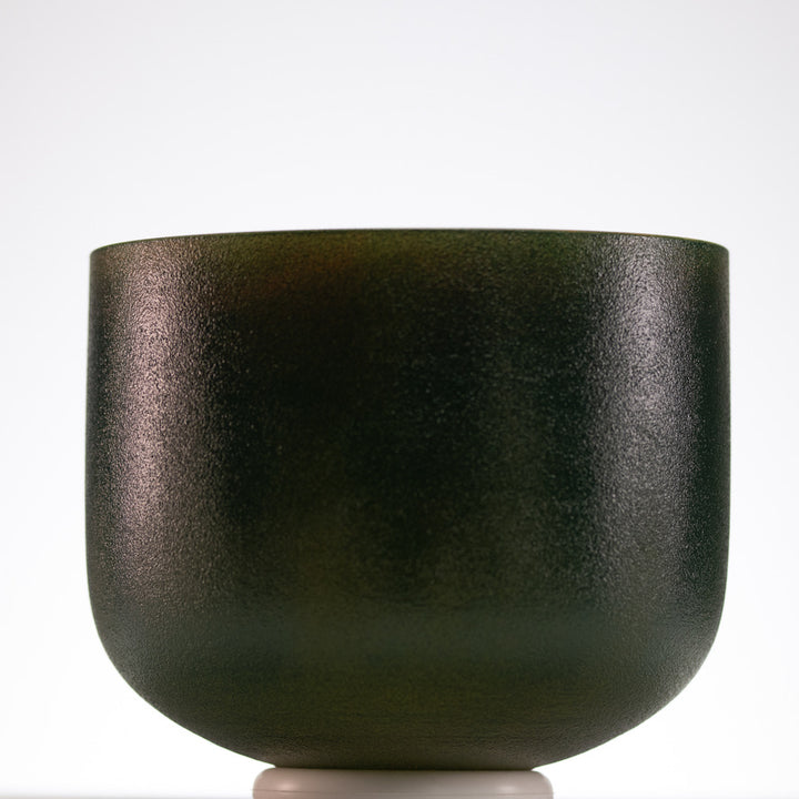 9" B-28 Emerald Heart Frosted Crystal Singing Bowl