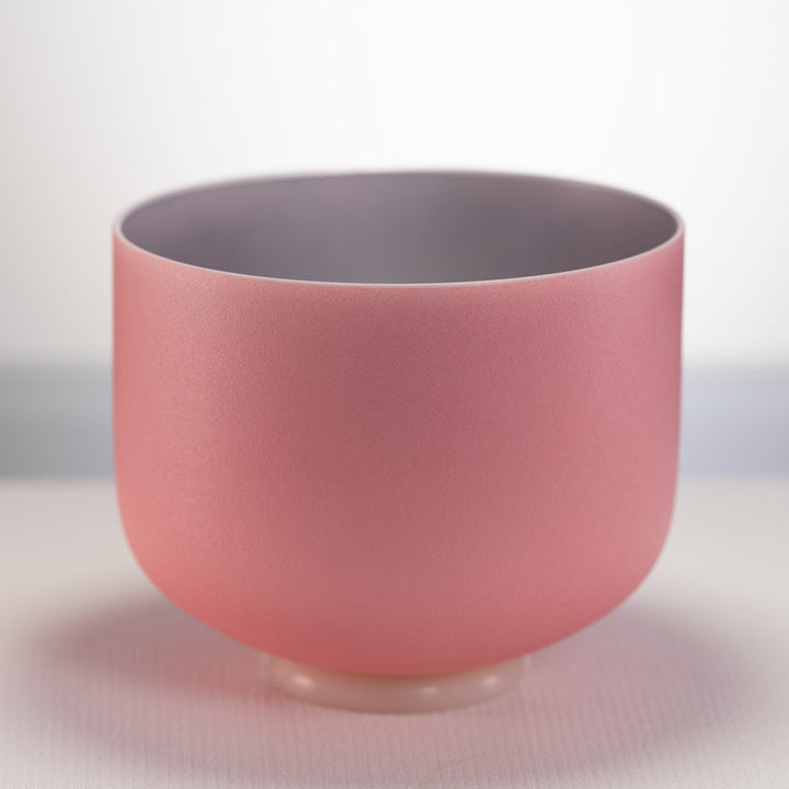 9.25" C#+6 Rosebud Frosted Crystal Singing Bowl with Silver inside