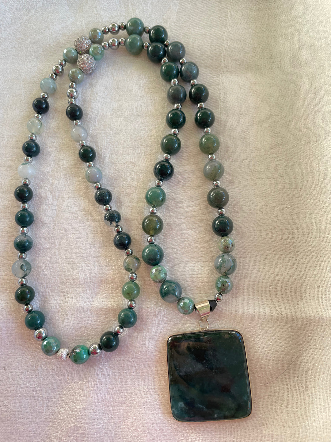 Moss Agate Mala