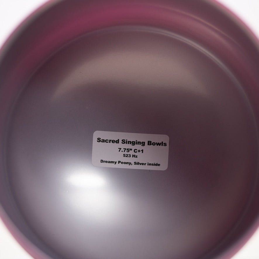 7.75" C+1 Dreamy Peony Frosted Crystal Singing Bowl, Silver inside