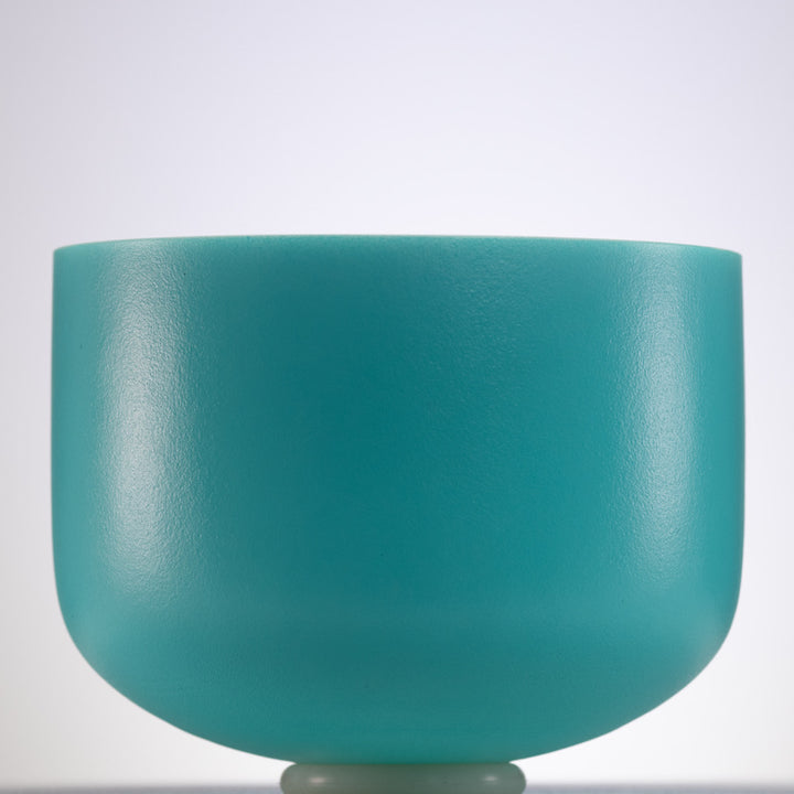 12" C+5 Frosted Turquoise Tide Crystal Singing Bowl with Silver inside
