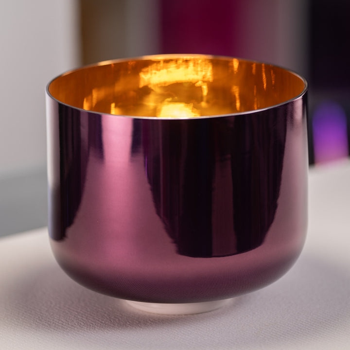 10" A#-15 Divine Violet Flame Crystal Singing Bowl, 24k Gold inside