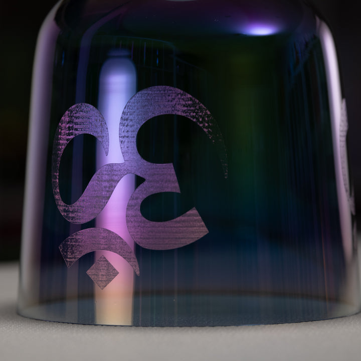 7.75" F-7 Aurora Sky Crystal Singing Bowl with Om, Handheld