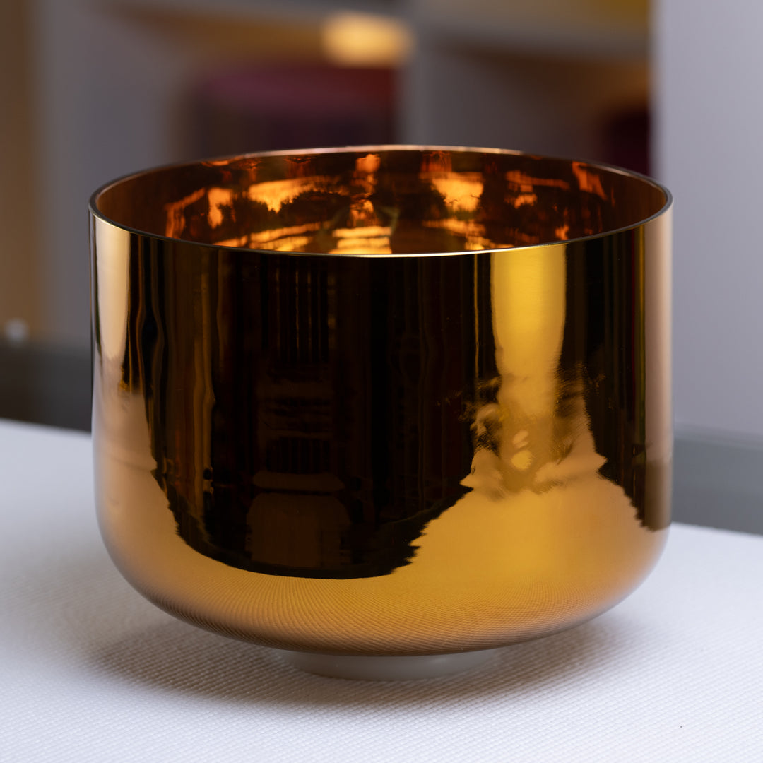 11" G#-16 Harmonic Sun Crystal Singing Bowl, 24k Gold inside