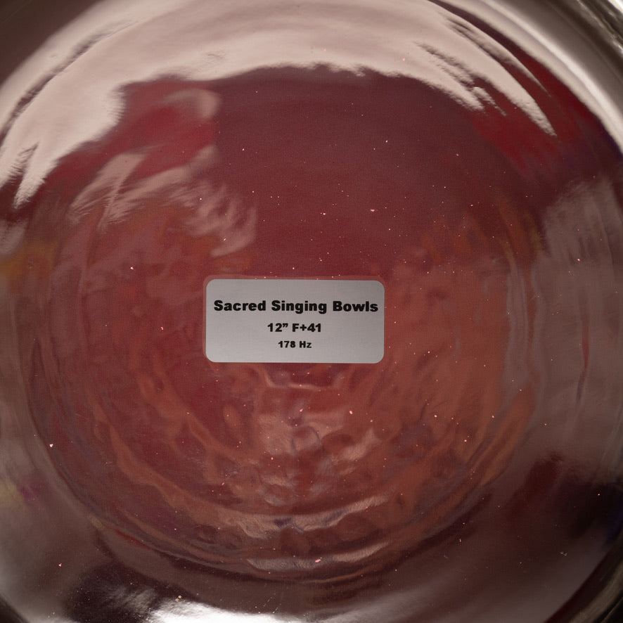 12" F+41 Ruby Ray Crystal Singing Bowl with Flower of Life