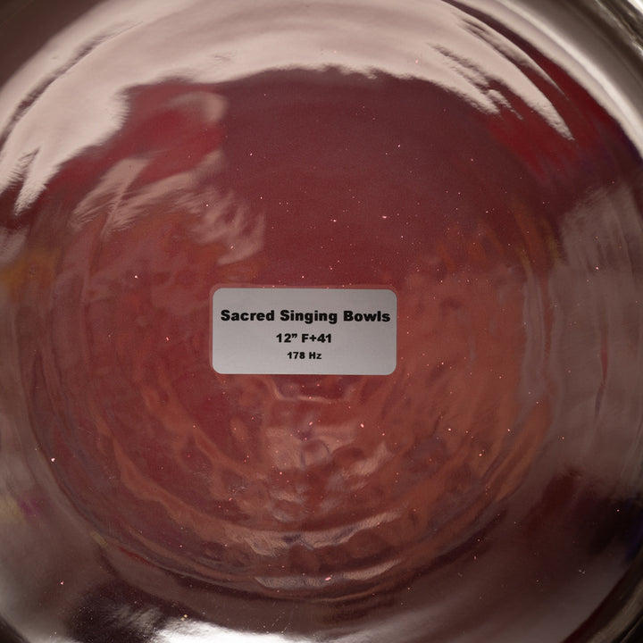 12" F+41 Ruby Ray Crystal Singing Bowl with Flower of Life