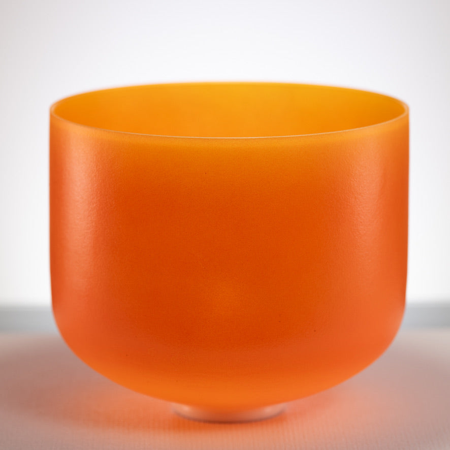 13" F#-22 Setting Sun Frosted Crystal Singing Bowl, Gold inside