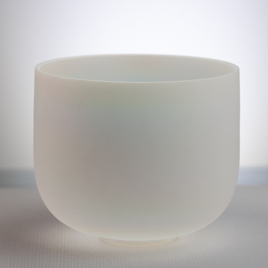 10.75" E-2 White Frosted Singing Bowl with Angel Aura inside