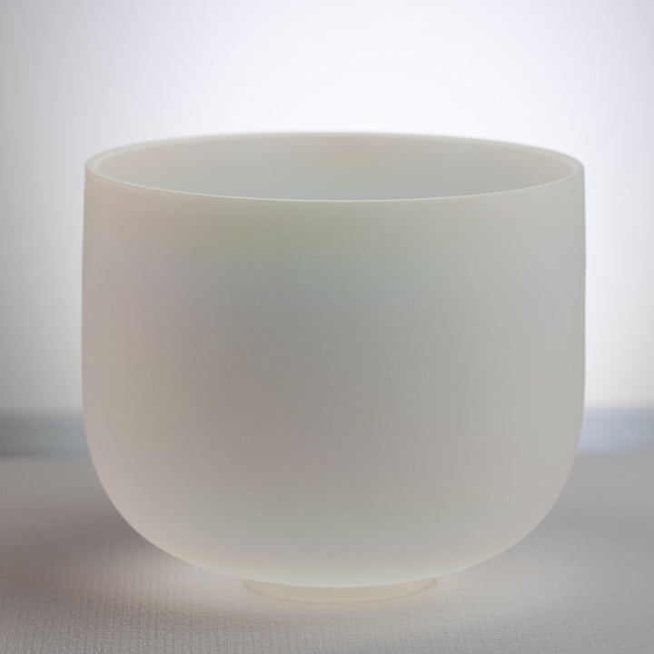 10.75" E-2 White Frosted Singing Bowl with Angel Aura inside