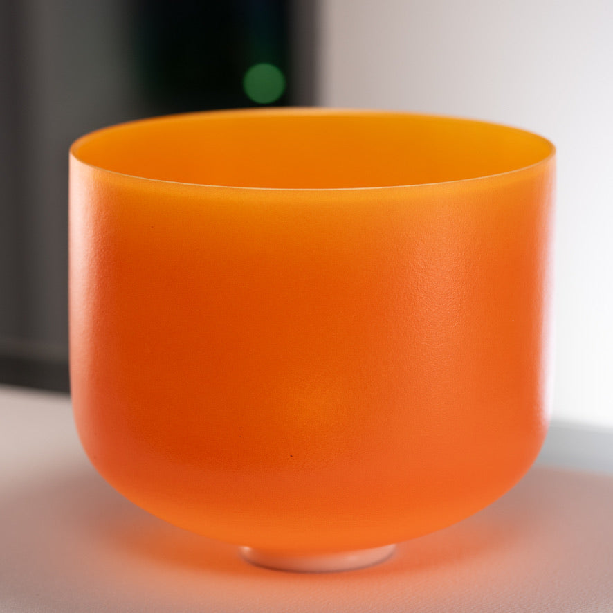 13" F#-22 Setting Sun Frosted Crystal Singing Bowl, Gold inside