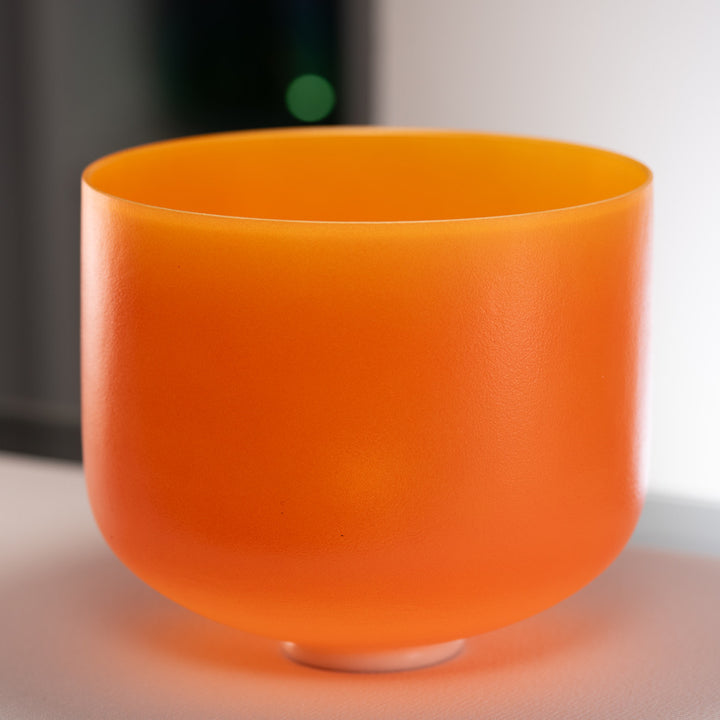 13" F#-22 Setting Sun Frosted Crystal Singing Bowl, Gold inside