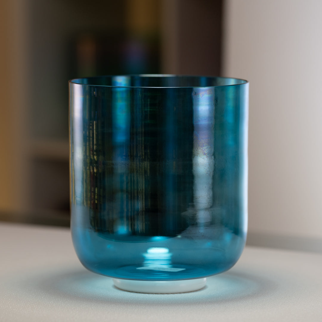 8" B+22 Caribbean Blue Crystal Singing Bowl