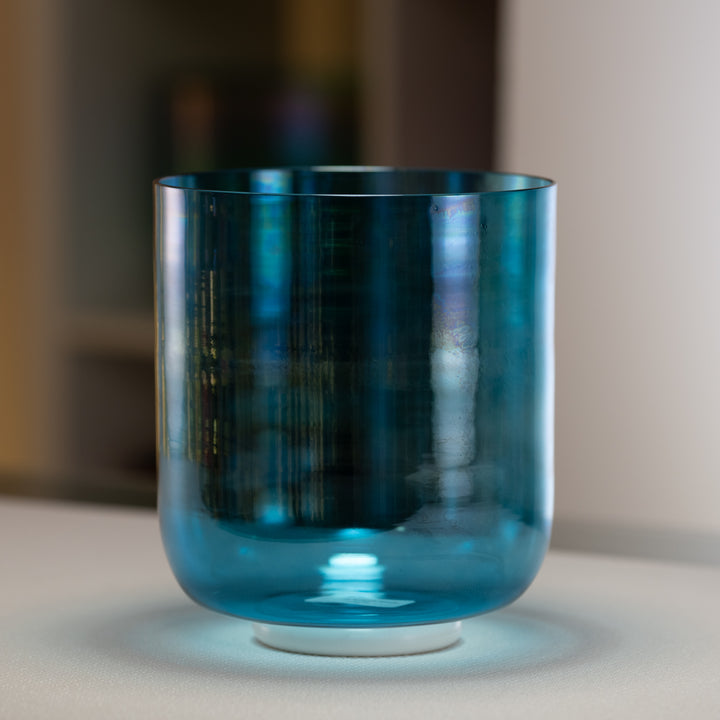 8" B+22 Caribbean Blue Crystal Singing Bowl