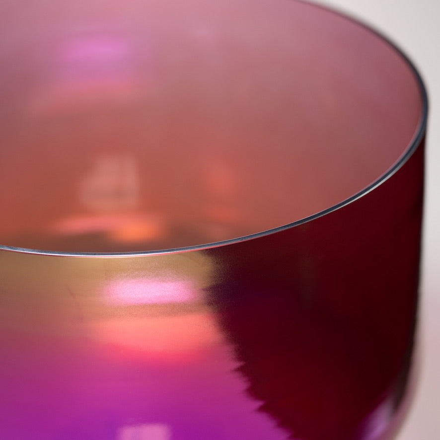 13" D-8 Healing Violet Flame Crystal Singing Bowl, Perfect Pitch