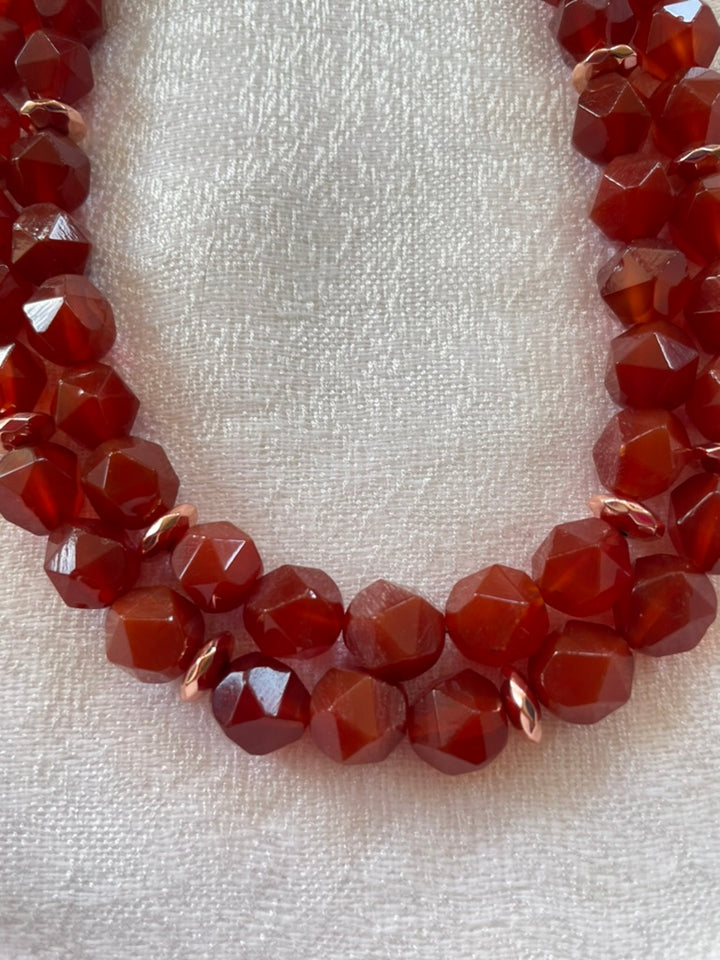 Faceted Carnelian Necklace, 2 layer