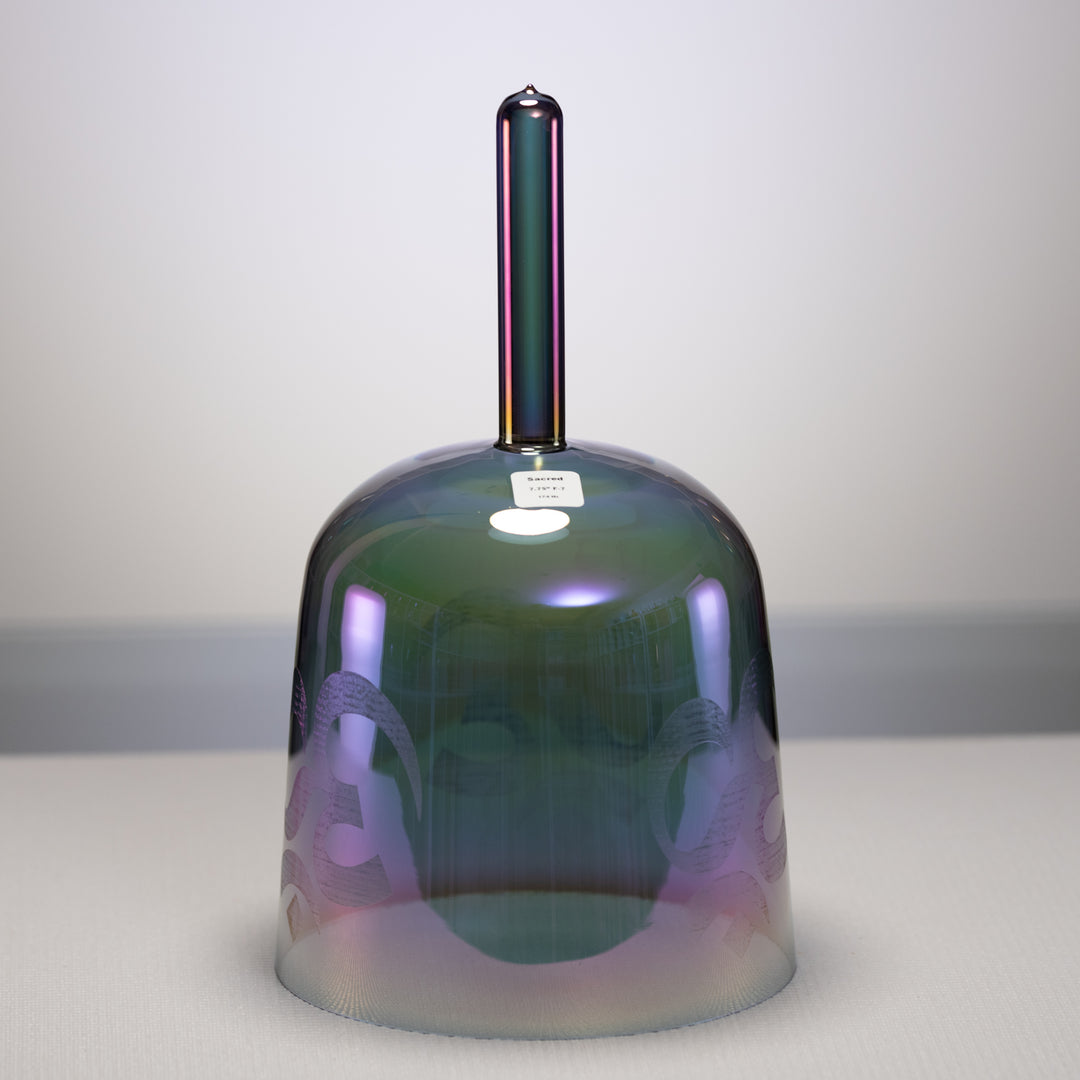 7.75" F-7 Aurora Sky Crystal Singing Bowl with Om, Handheld