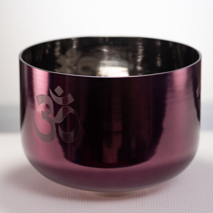 12" F-22 Divine Violet Flame Crystal Singing Bowl with Om Symbol