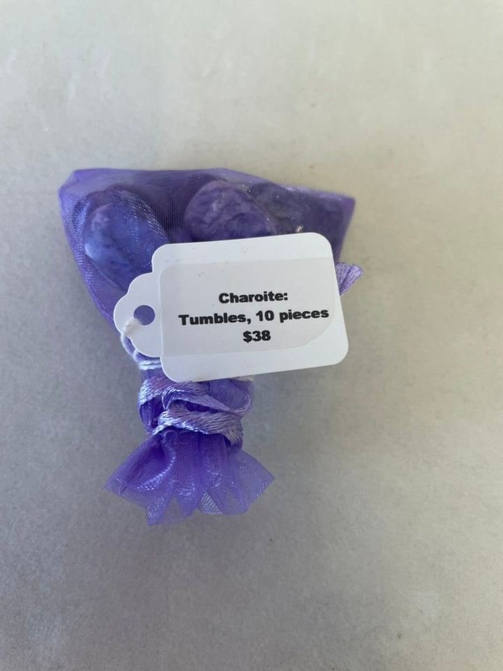 Charoite Tumbles: 10 Piece Bag