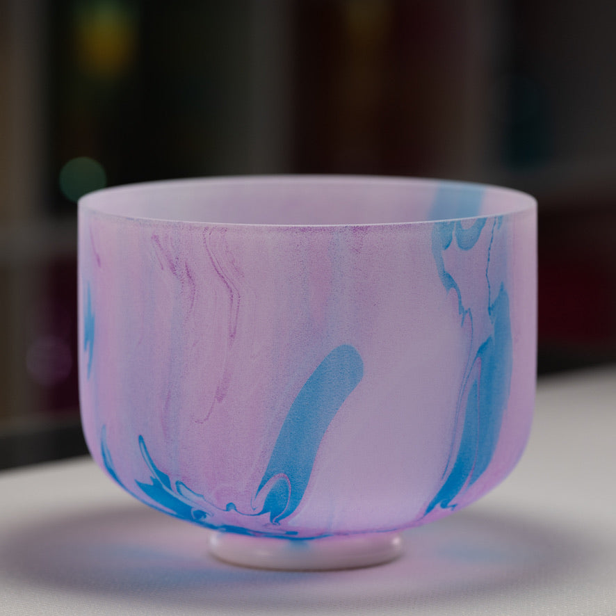 10" C#-24 Light Purple Swirl Frosted Crystal Singing Bowl