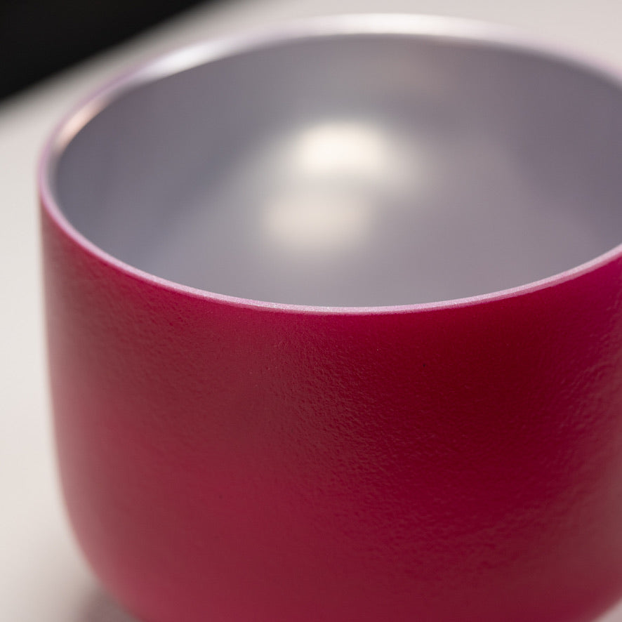 7.75" C+1 Dreamy Peony Frosted Crystal Singing Bowl, Silver inside