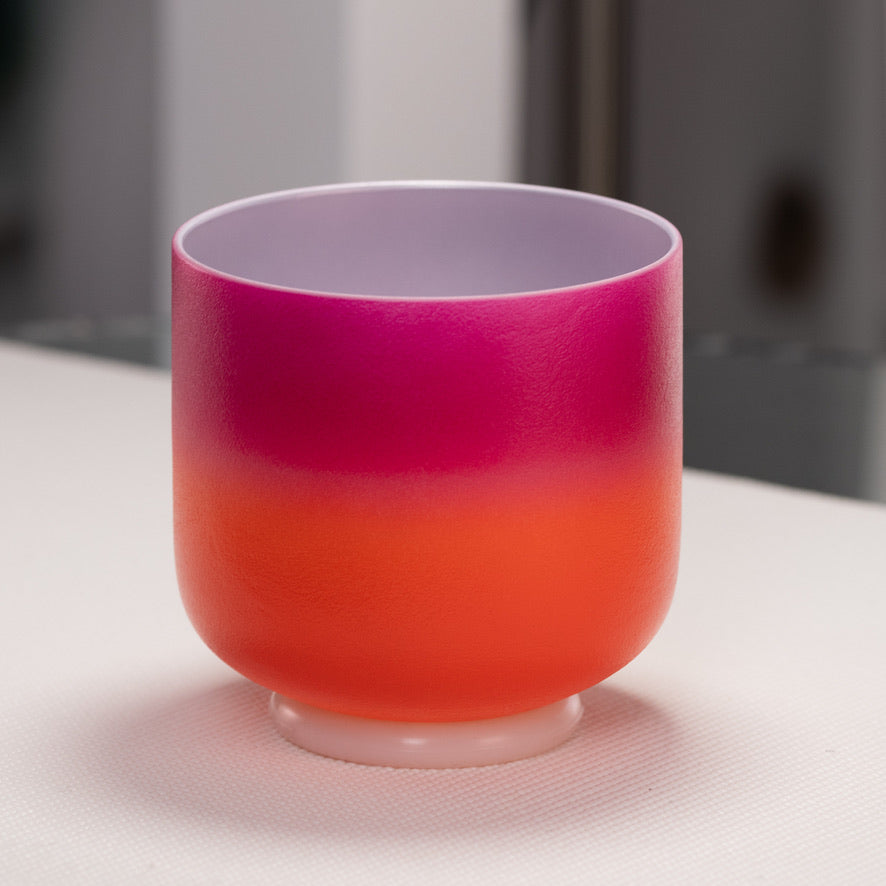 7" B-2 Frosted Harmonic Sunrise Crystal Singing Bowl, Silver inside from Bowls of Sound