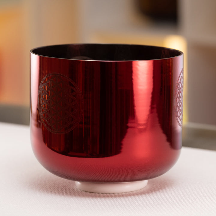 9" B+36 Ruby Ray with Flower of Life Singing Bowl