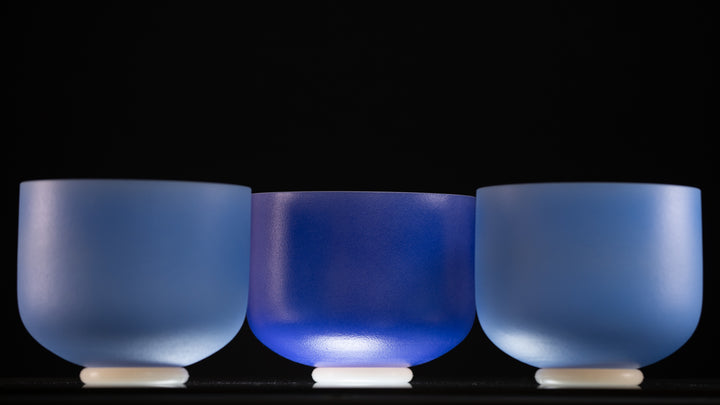 Father Sky Frosted Crystal Singing Bowl Set in D Major