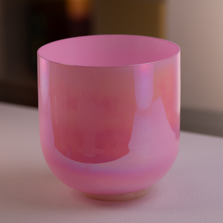 9” F+44 Rose Blossom Crystal Singing Bowl, Prismatic