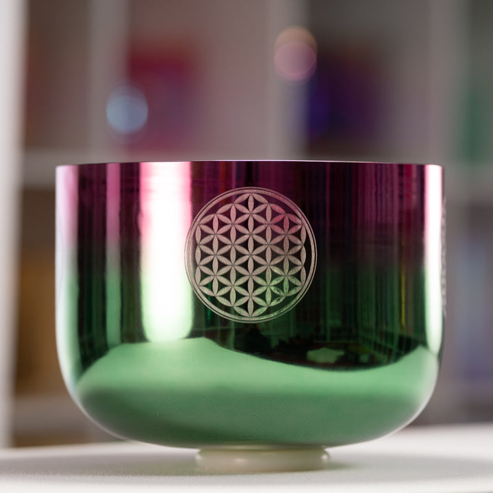 12" E-28 Divine Heart Crystal Singing Bowl with Flower of Life