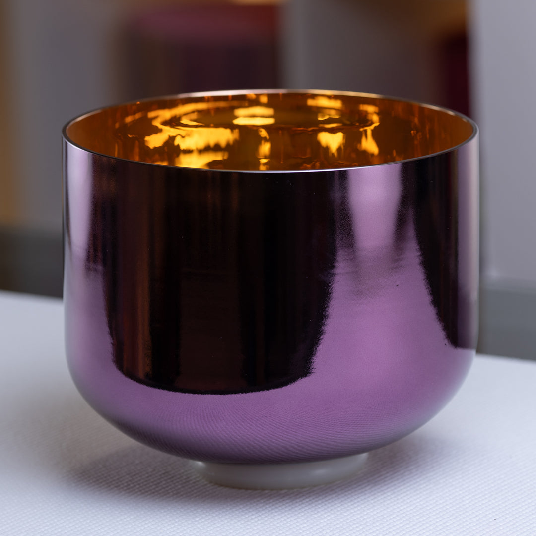 10" G#+28 Divine Violet Flame Crystal Singing Bowl, 24k Gold inside