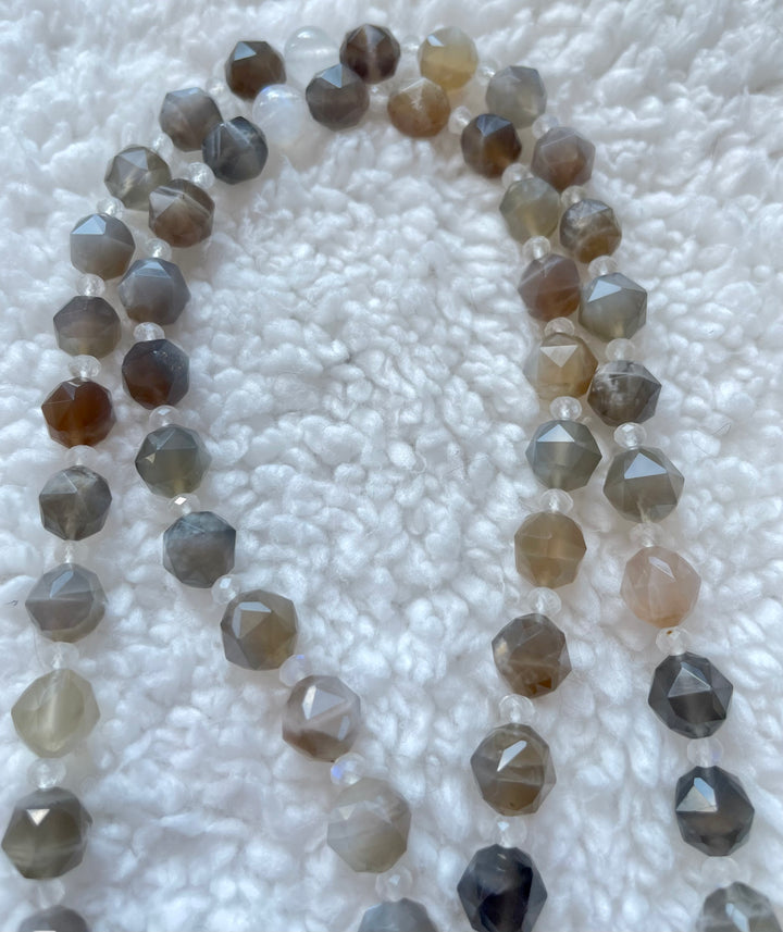 Gray & White Moonstone Mala