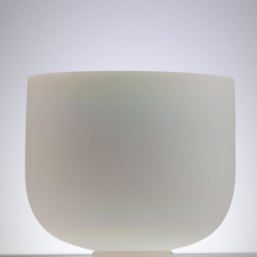 10.75" E-2 White Frosted Singing Bowl with Angel Aura inside
