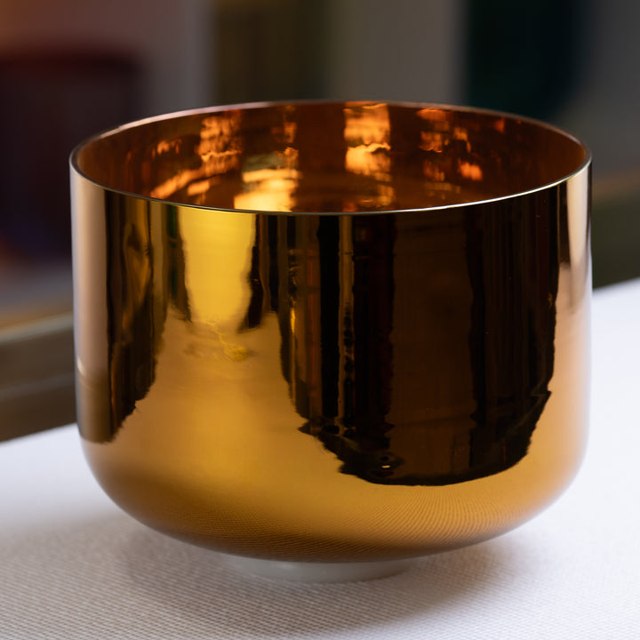 11" G#-16 Harmonic Sun Crystal Singing Bowl, 24k Gold inside