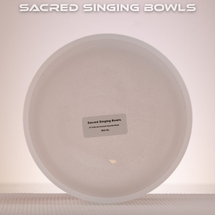 8" C#+24 White Frosted Crystal Singing Bowl