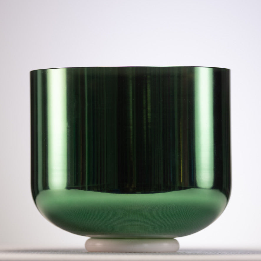 9" C+9 Emerald Heart Crystal Singing Bowl, Perfect Pitch