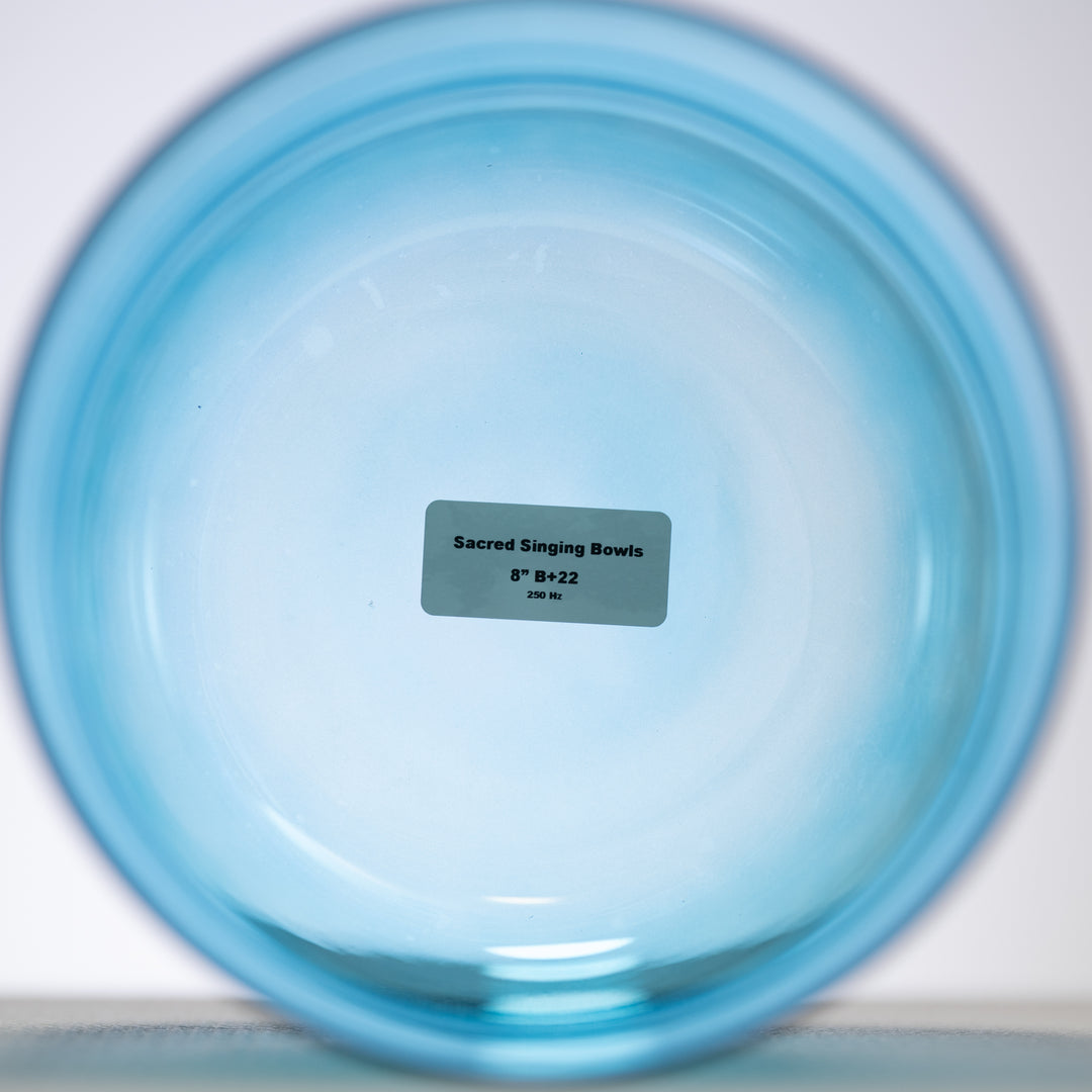 8" B+22 Caribbean Blue Crystal Singing Bowl