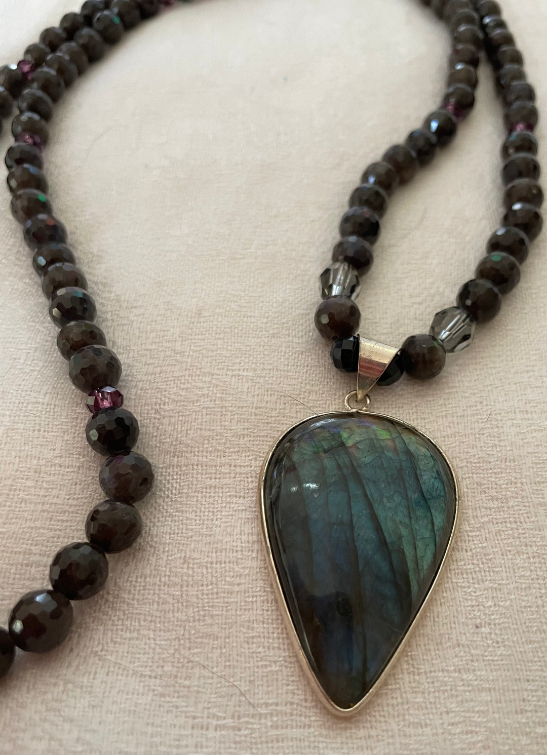 Faceted Black Labradorite Mala