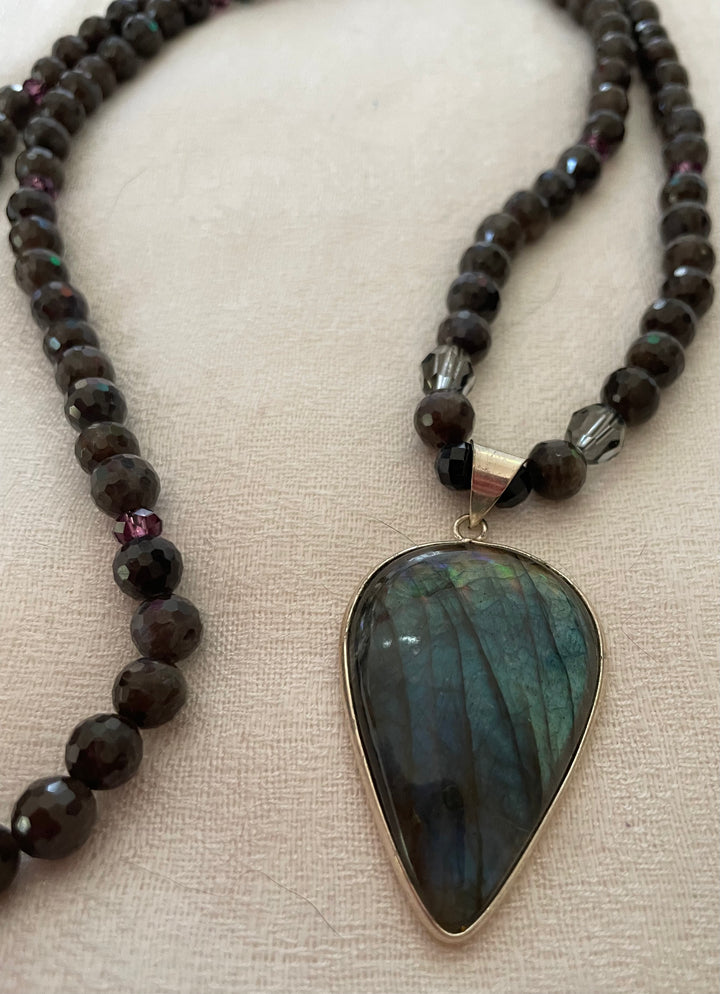 Faceted Black Labradorite Mala