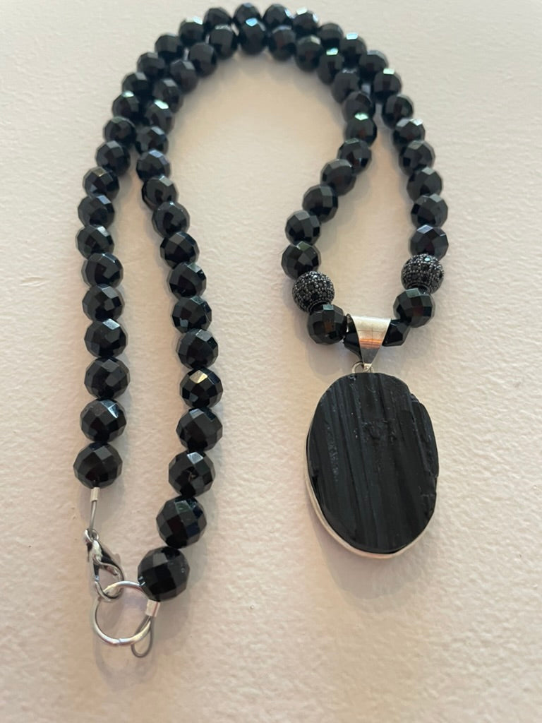 Pure Black Tourmaline Necklace