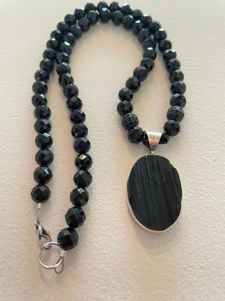 Pure Black Tourmaline Necklace