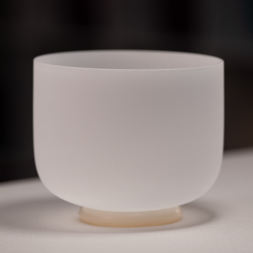 8" G+9 White Frosted Crystal Singing Bowl from Bowls of Sound