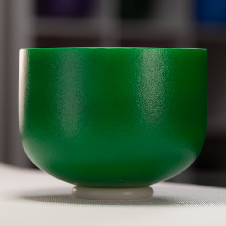 9.75" A-30 Emerald Heart Frosted Crystal Singing Bowl, Silver inside from Sacred Singing Bowls™