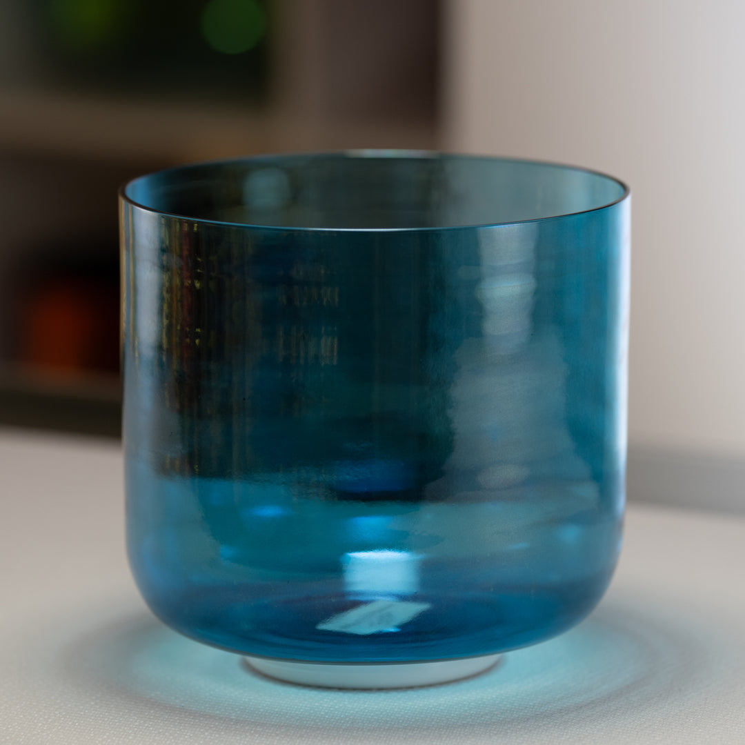 8" A#+38 Caribbean Blue Crystal Singing Bowl