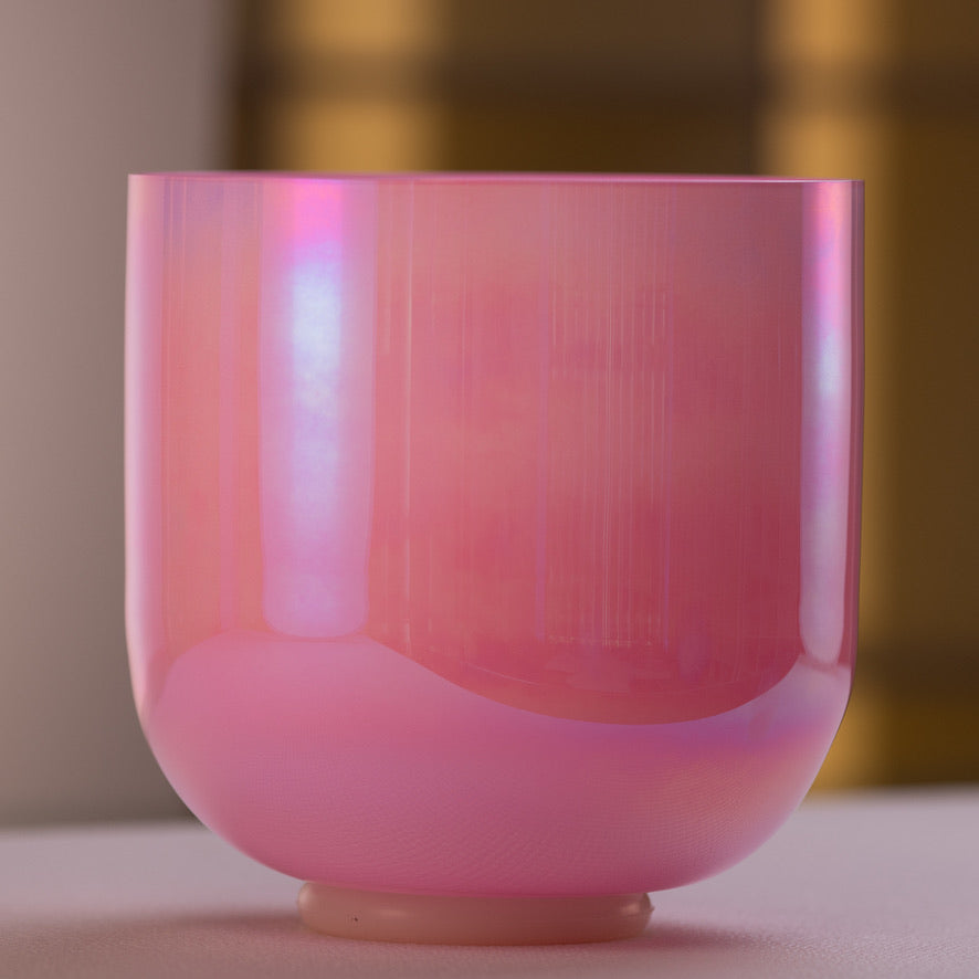 9” F+44 Rose Blossom Crystal Singing Bowl, Prismatic