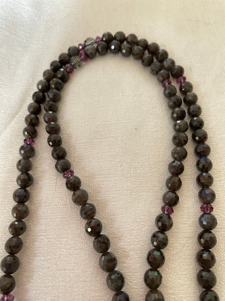 Faceted Black Labradorite Mala
