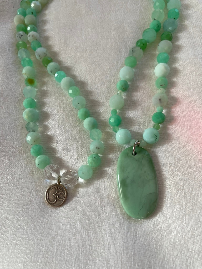 Faceted Chrysoprase Mala
