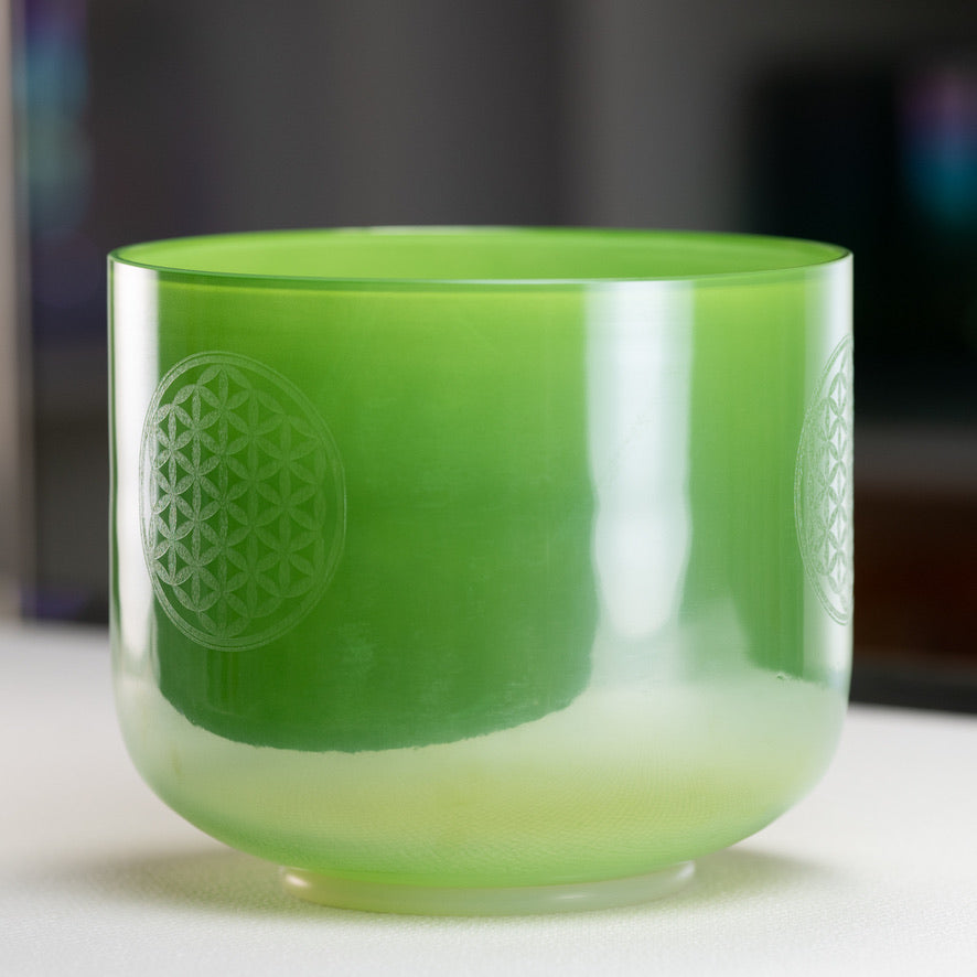 9" A#+7 Forest Fairy Singing Bowl with Flower of Life