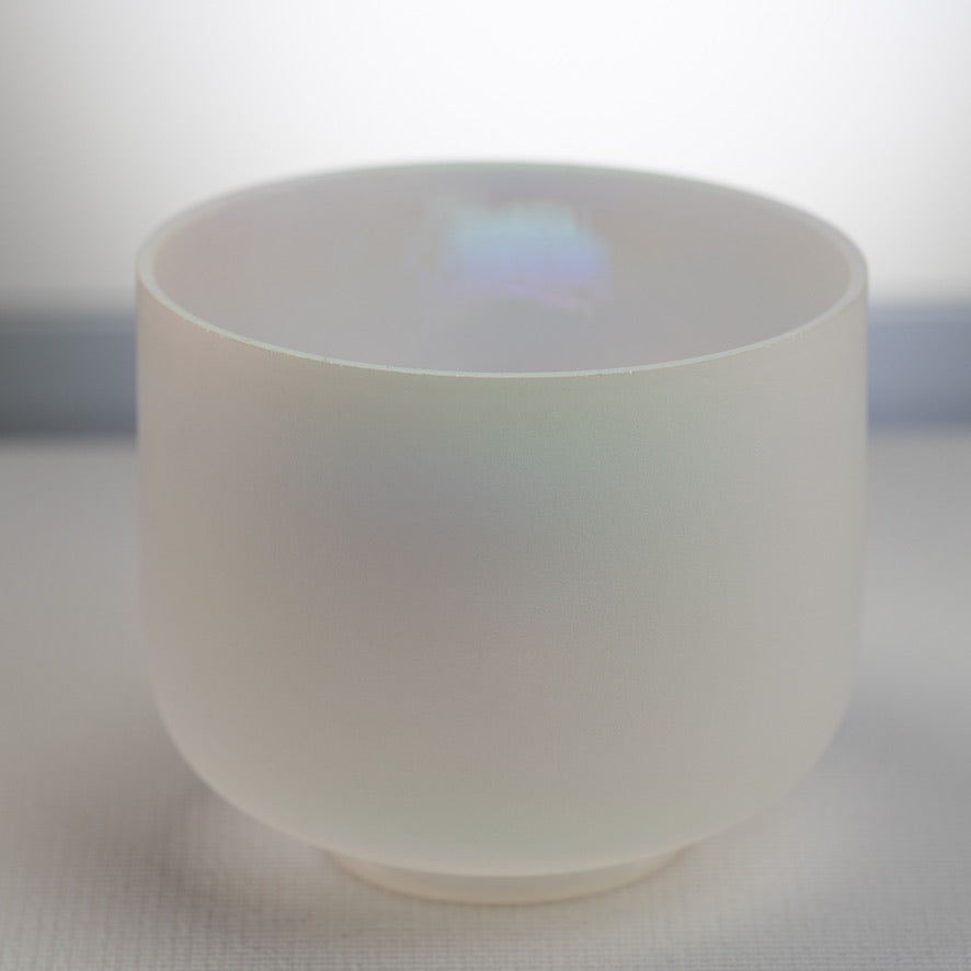 8" A+0 White Frosted Singing Bowl with Angel Aura inside