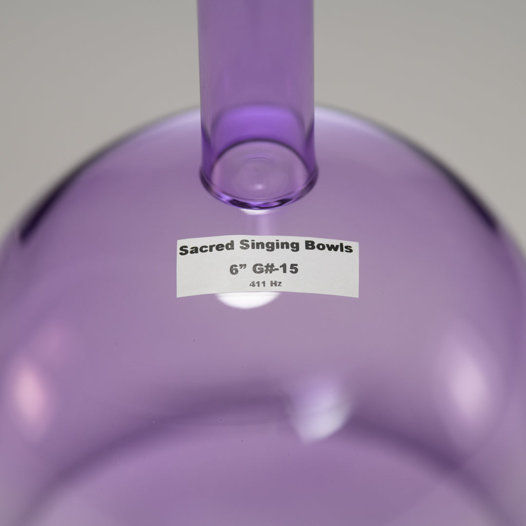 6" G#-15 Lavender Lotus Handheld Crystal Singing Bowl